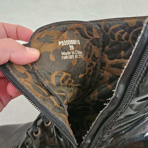 Fly London Patent Leather Lace-Up Wedge Ankle Boots - Black - 8.5 - Picture 13 of 14